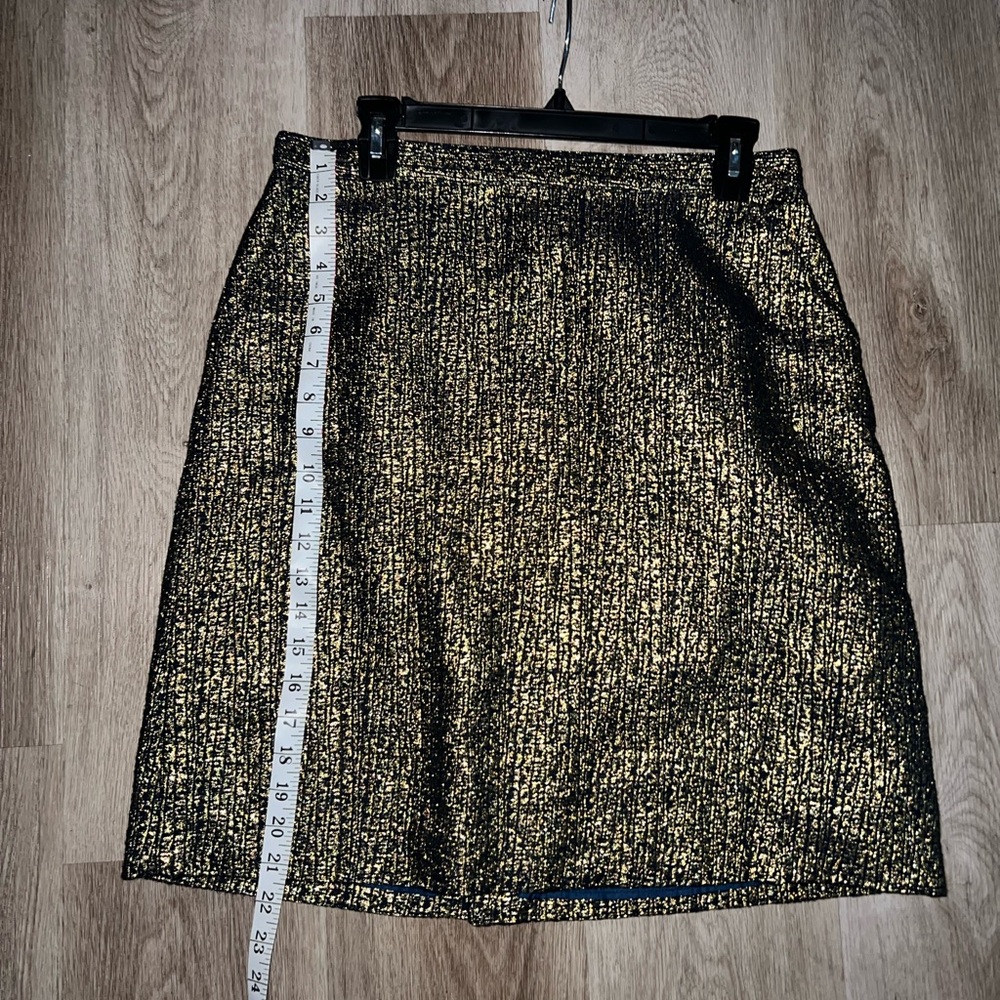 Tucker Dark Blue and Gold Pencil Skirt with pockets